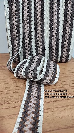 RENDA ENTREMEIO ALGODAO  - ROLO COM 10 Metros e 50 Metros