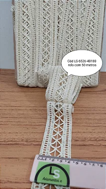Renda Entremeio Algodão - 4 CM - 10M / 50M