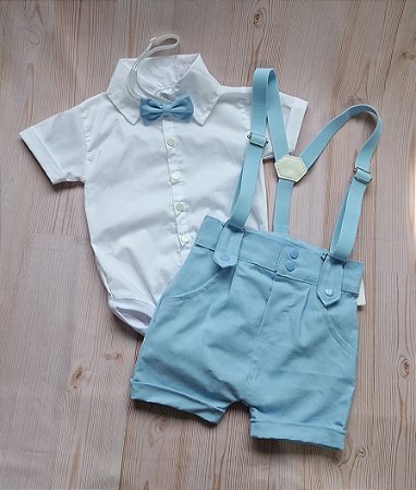 ROUPA BATIZADO BEBÊ MENINO KIT BERMUDA SARUEL.