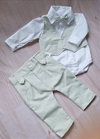 Conjunto Batizado Menino Calça Saruel e Colete-Várias Cores
