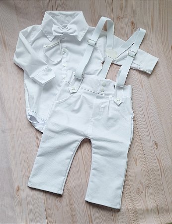 Conjunto Batizado Menino Calça Saruel e Suspensório Várias Cores