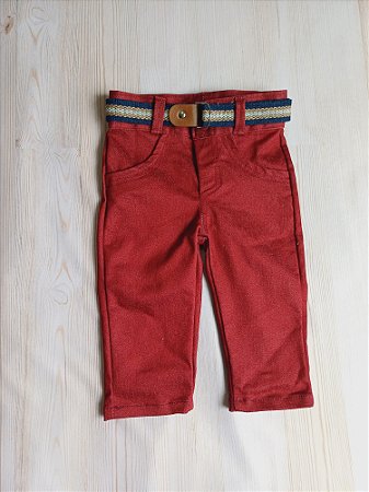 Calça Bebe em Sarja Colorido com Cinto