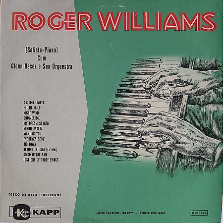 LP - Roger Williams - (Solista piano) Com Glenn Osser e sua orquestra