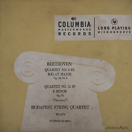 LP - Budapest String Quartet - Beethoven  - Quartet No.6 In B-Flat Major Op.18, No. 6