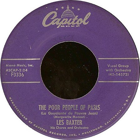 COMPACTO - Les Baxter - The Poor People Of Paris (La Goualante Du Pauvre Jean) / Theme From "Helen Of Troy"