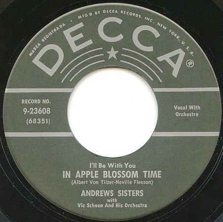 COMPACTO - The Andrews Sisters – I'll Be With You In Apple Blossom Time / Rhumboogie