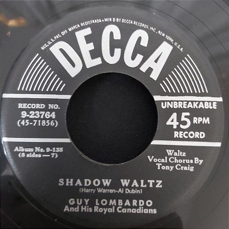 COMPACTO - Guy Lombardo - Shadow Waltz / Beatiful Love -  (Importado US) (7")