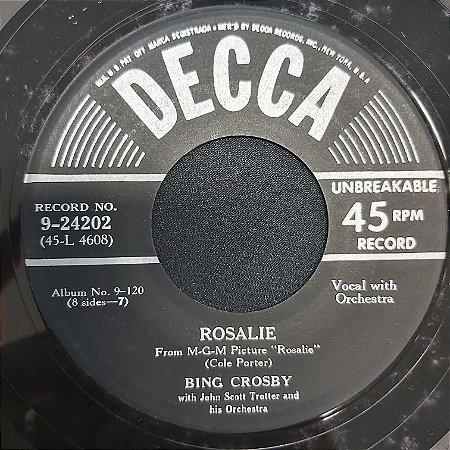COMPACTO - Bing Crosby - Rosalie / I Never Realized (Importado USA)