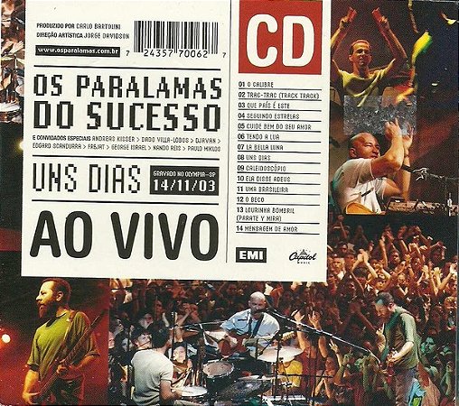 CD - Os Paralamas Do Sucesso – Uns Dias - Ao Vivo