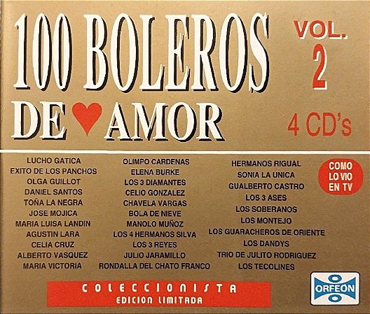 CD BOX - 100 Boleros De Amor - Vol. 2 (Vários Artistas) (4 CDs) - Importado