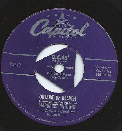 COMPACTO - Margaret Whiting - Outside Of Heaven  / Alone Together (EUA)