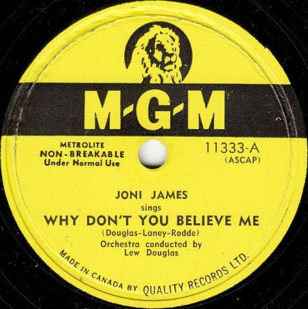 Compacto - Joni James - Why Don't You Believe Me / Purple Shades