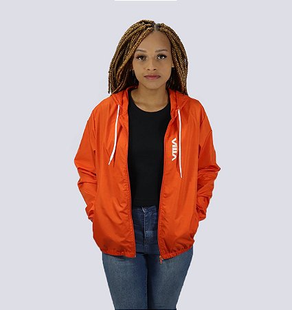 jaqueta corta vento laranja