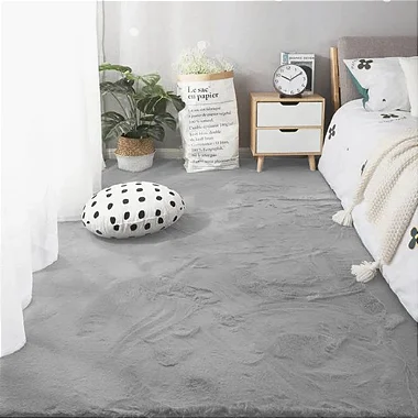 Tapete Pele de Coelho Wabby Touch Cinza 2,00x2,40 Metros