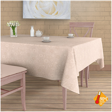 Toalha de Mesa Termica 1,40 de Largura -  Floral Bege