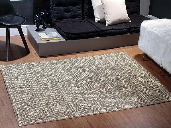 Tapete para Sala Sisal Antiderrapante com Quina de Proteção Geométrico - S483 - 2,00x2,50