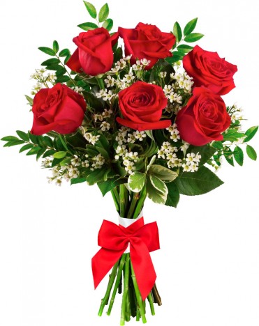 Buquê Com 06 Rosas Vermelhas Artificiais Presente Especial Para Namorados