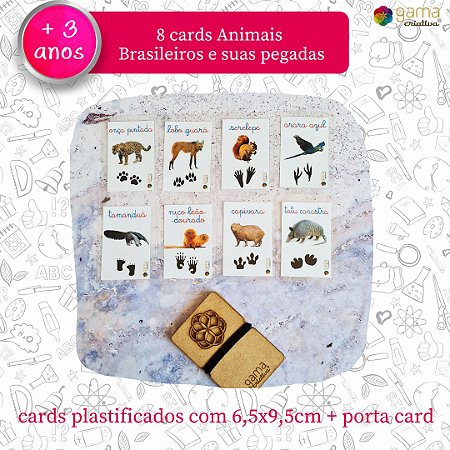 Cards Animais Brasileiros e suas pegadas 8un