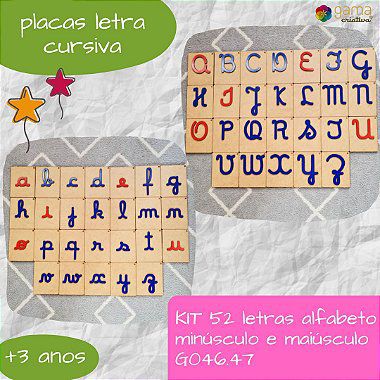 Kit 52 letras MINÚSCULAS + MAIÚSCULAS (1 alfabeto de cada)