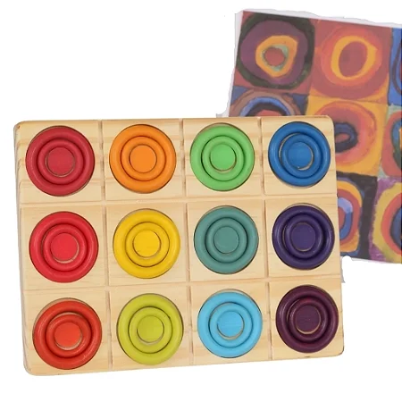 Tabuleiro Círculos concêntricos de Encaixe - Releitura Kandinsky