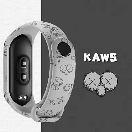 Pulseira Estampada Kaws Cinza - Mi Band 5 e 6