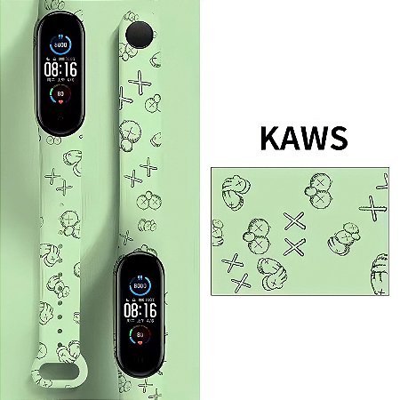 Pulseira Estampada Kaws Verde Claro - Mi Band 5 e 6