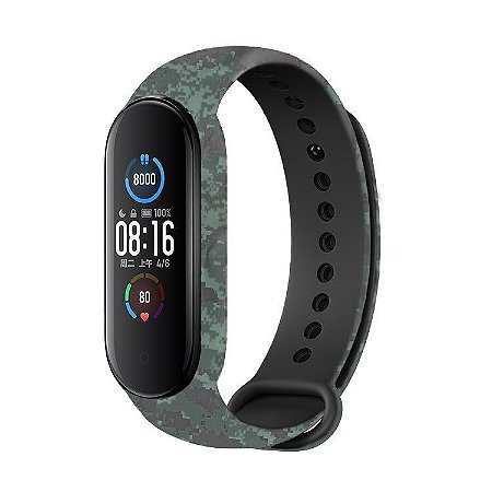 Pulseira de Silicone Estampa, pixel digital ,Pino de Metal - Mi Band 5 e 6