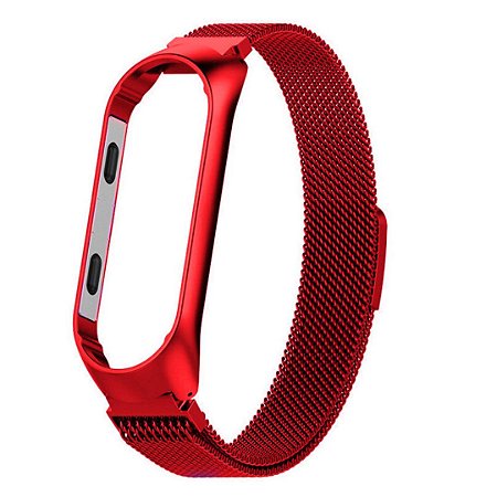 Pulseira de Metal Magnética Vermelho - Mi Band 3 e 4