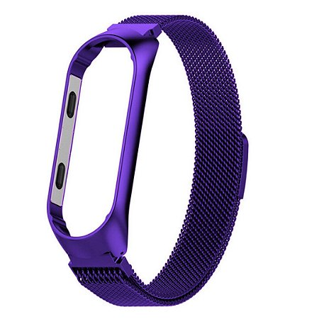 Pulseira de Metal Magnética Roxo - Mi Band 3 e 4