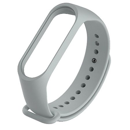 Pulseira de Silicone Lisa Cinza, Pino de Metal - Mi Band 3/4