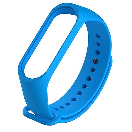 Pulseira de Silicone Lisa Azul Royal, Pino de Metal - Mi Band 3/4