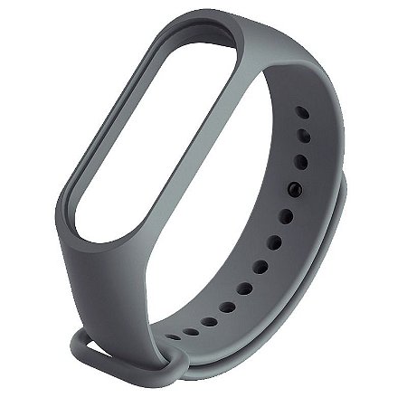 Pulseira de Silicone Lisa Grafite, Pino de Metal - Mi Band 3/4