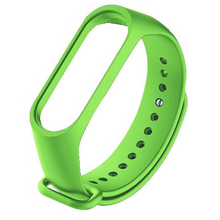 Pulseira de Silicone Lisa Verde, Pino de Metal - Mi Band 3/4