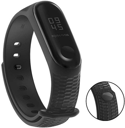 Pulseira Texturizada Preto c/ fecho metal - Mi Band 3/4