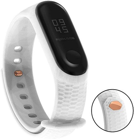 Pulseira Texturizada Branco c/ fecho metal - Mi Band 3/4