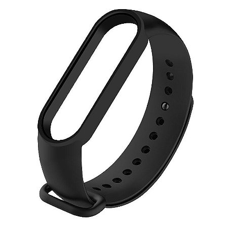 Pulseira de Silicone Preto, Pino de Metal - Mi Band 5 e 6