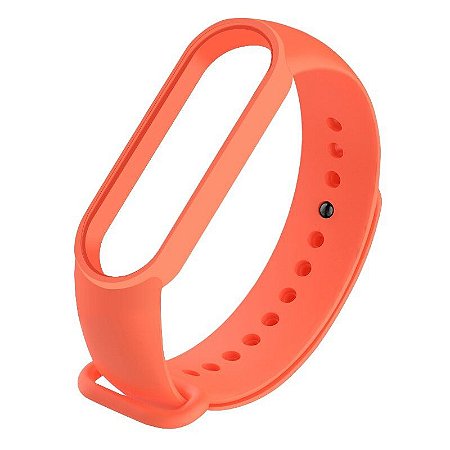 Pulseira de Silicone Laranja, Pino de Metal - Mi Band 5 e 6