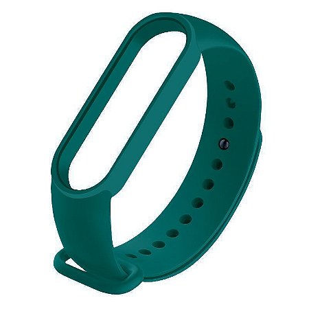 Pulseira de Silicone Verde Musgo, Pino de Metal - Mi Band 5 e 6