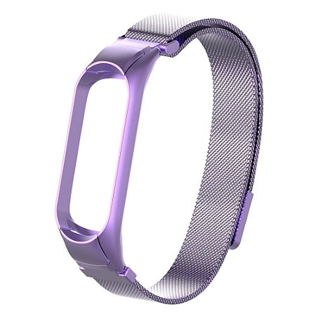 Pulseira de  Metal Lilás com fecho magnético e engate seguro  - Mi Band 3/4