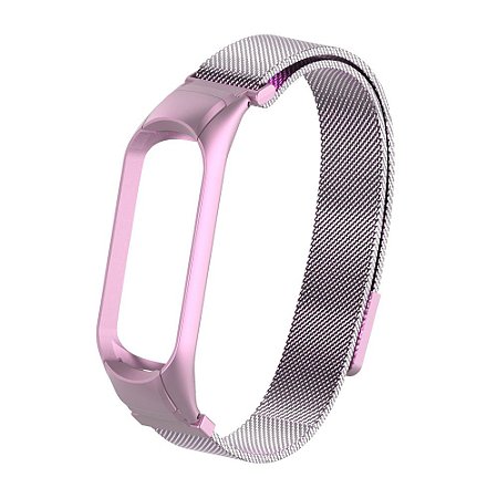 Pulseira de  Metal Lavanda com fecho magnético e engate seguro  - Mi Band 3/4