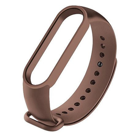 Pulseira de Silicone Marrom, Pino de Metal - Mi Band 5 e 6