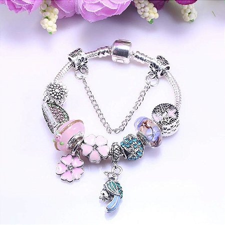 Pulseira de Berloques Banhada a Prata Completa Tropical