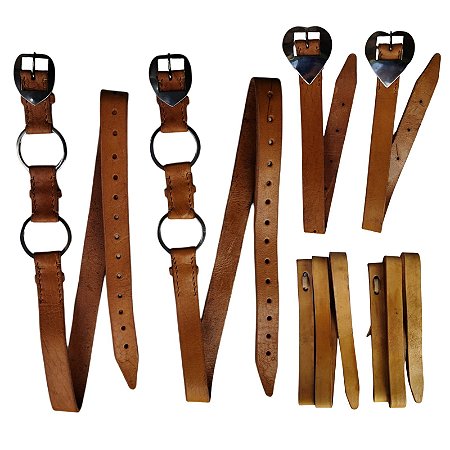 Loro 35 de Couro Argolado + Jogo de Contra Com Látego Para Arreios e Selas Luxo