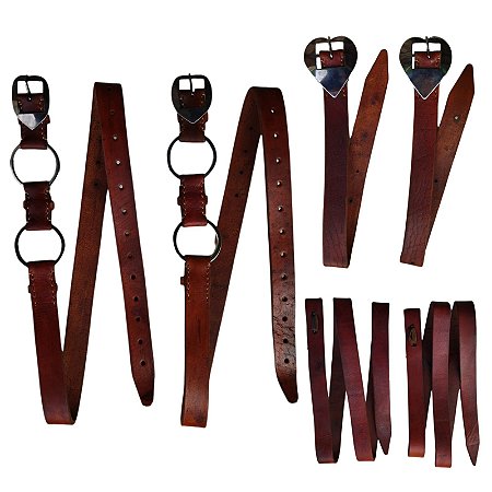 Loro 35 de Couro Argolado + Jogo de Contra Com Látego Para Arreios e Selas Luxo