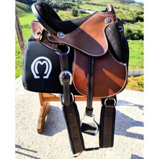 Sela De Pista Com Assento Nobuck E Manta Colorida Mangalarga
