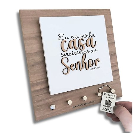 Porta Chaves Momento Casa Serviremos 20x20x3cm Variados