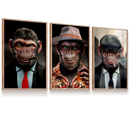 Quadro Decorativo Macaco Chimpanze Arte Abstrata Natureza