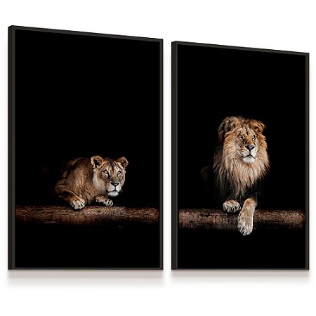 Quadro decorativo 1 tela Animais Leão natureza