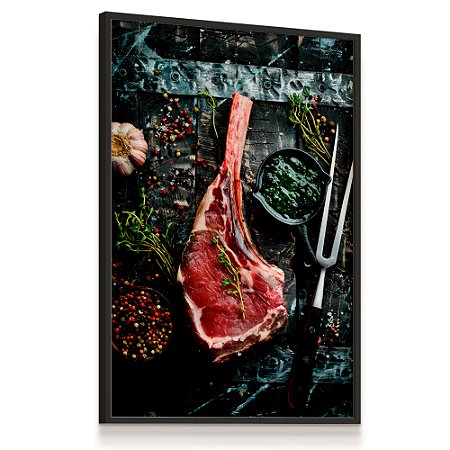 Quadro Decorativo Carne Com Temperos Crua Churrasco