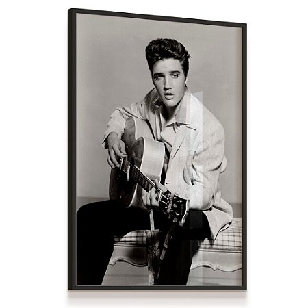 Quadro Decorativo Elvis Presley Retrô Preto e Branco
